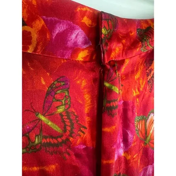 L'AGENCE Luvvy Butterfly Print Silk Straight Leg Trousers Women's Medium ? Pants - Picture 4 of 16